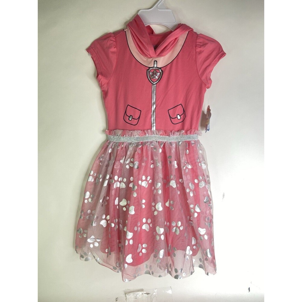 Nickelodeon Paw Patrol Skye Pink Tulle Tutu Hooded Dress with Ears Girls Size 6